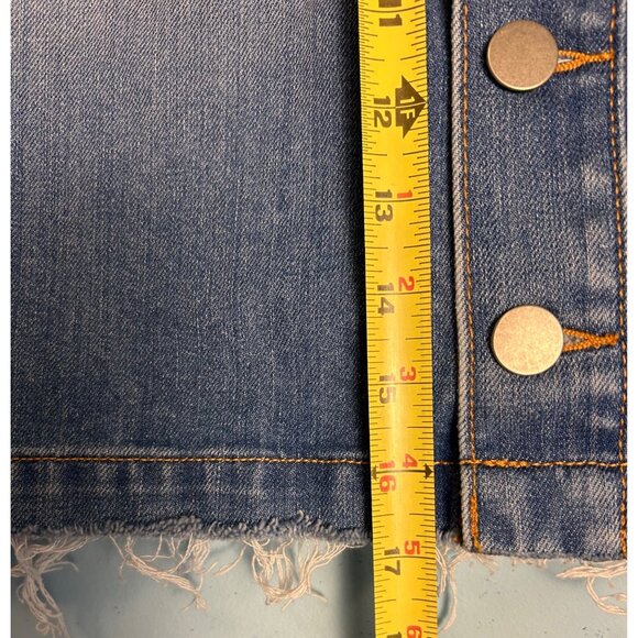 Ann Taylor Loft Denim Button-Front Mini Skirt Women’s 4P Frayed Retro Y2K Grunge - Picture 3 of 8